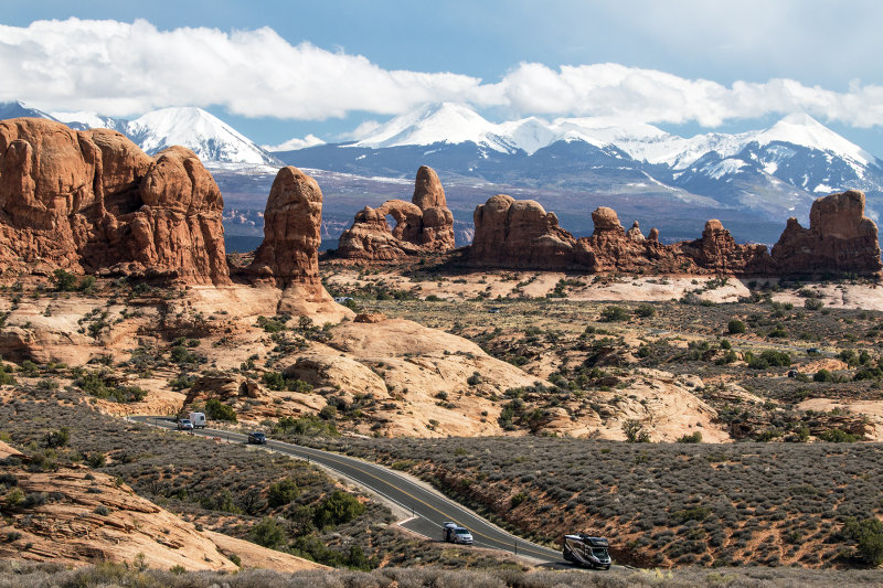 Arches National Park With The La Sal Mountains In The Background,  Utah