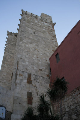 Took a local bus to the top of El Castello, old walled part of Cagliari.  Here's 1 of 2 defensive towers.  