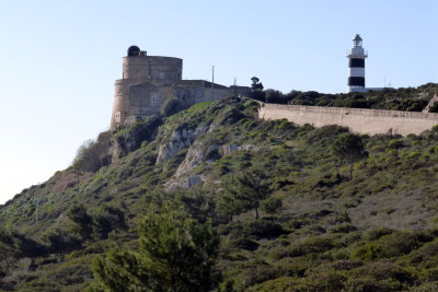 Michaelangelo fort and Sant Elia lighthouse as we approached