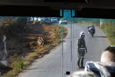 Huge traffic jam getting out - weekend crowds, big coach, narrow street!  Took forever. 