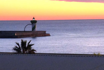 Awoke in Barcelona with a lighthouse visible across the way.