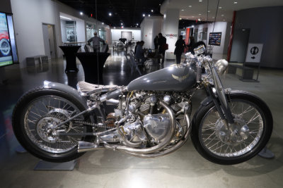 CUSTOM REVOLUTION -- 2011 Black Cafe Racer, based on 1952 Vincent Black Shadow, 1000cc V-twin engine. (2015)