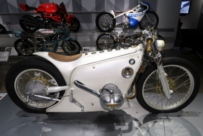 2015 White Phantom dragster, based on 1986 BMW R80RT, with 800cc turbocharged flat-twin engine. (2142)