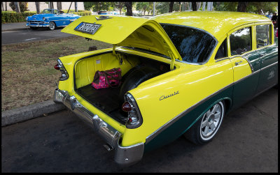 Yellow Chevrolet  - Car display near Plaza de la Revolution