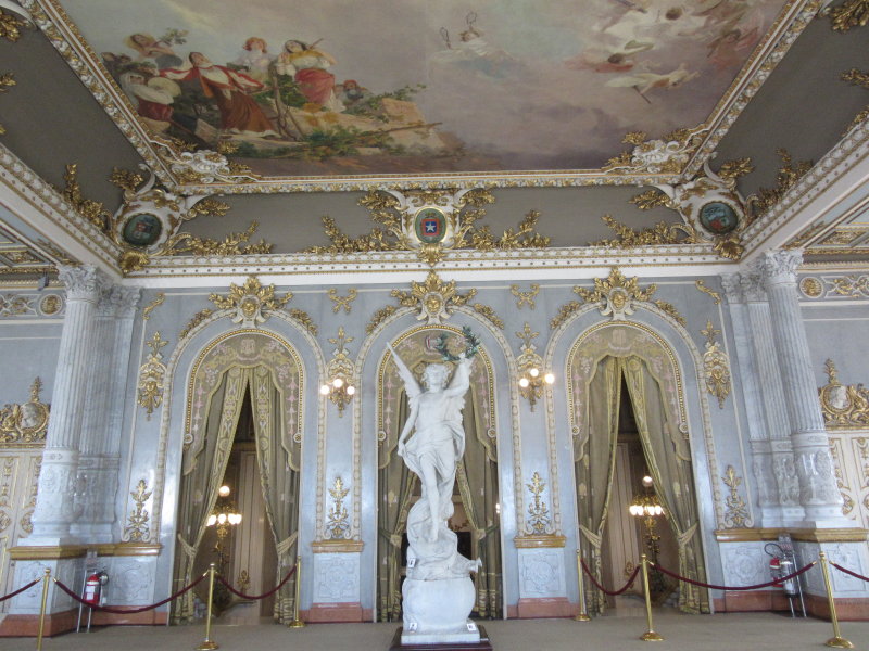 Marble statue that used to be on the roof of the theatre