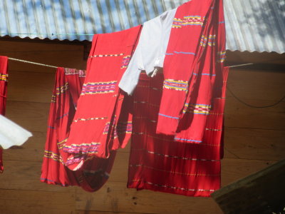 Red skirts on the washing line