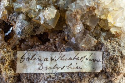Antique fluorite with galena and cerussite, Matlock, Derbyshire
