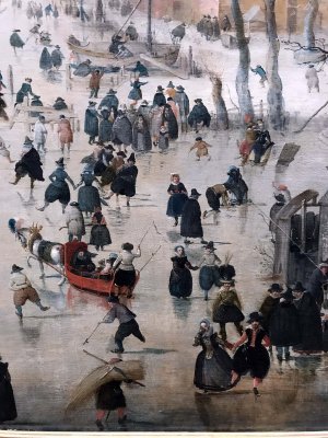 Winter Landscape with Ice Skaters (1608), detail - Hendrick Avercamp - 8405