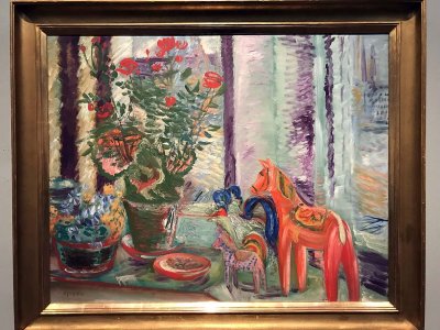 Window with Wooden Horse and Flowers (1934) - Sigrid Hjertn - Malm Konstmuseum - 9960