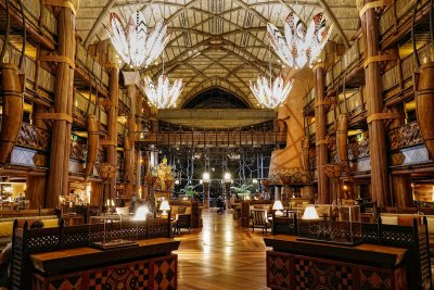 Animal Kingdom Lodge interior, night