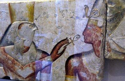 Horus Giving A Pharaon To Taste The Ankh, The Cross Of Life