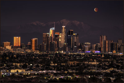 Los Angeles Winter Blood Moonrise Lunar Eclipse