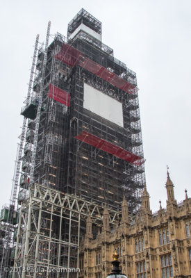 Big Ben under scaffolding