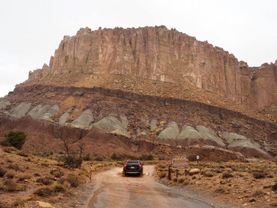 In the rain off the scenic road in Capitol Reef NP