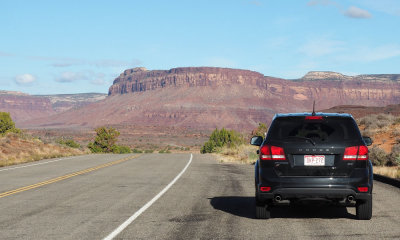Our vehicle on the way out of Canyonlands Needles district
