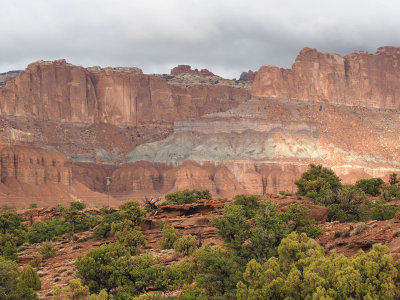 Sunlight through the clouds in the evening at Capitol Reef NP