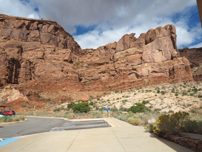 View from the parking lot of the visitor center, Arches NP