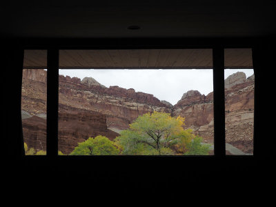 A view from inside Capitol Reef NP visitor center