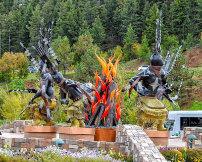 Bronze Statues of Mescalero  Apache Crown Dancers