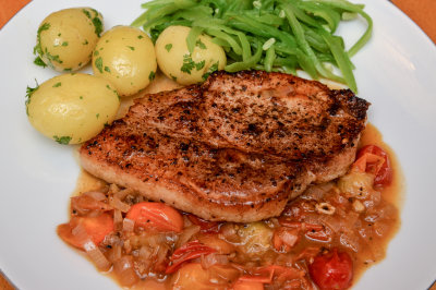 Pork Loin Steaks with Tomatoes