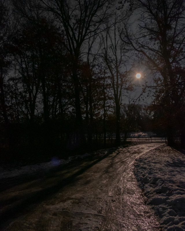 Moonrise Over My Icy Driveway