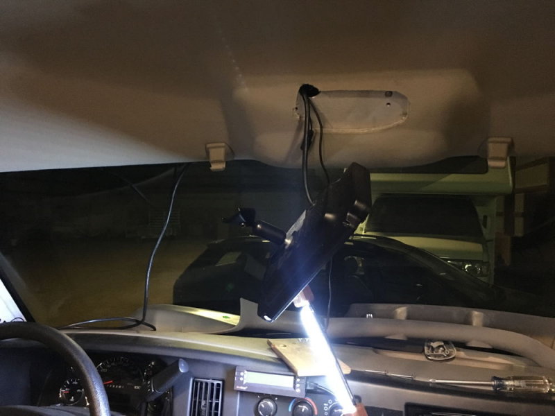 Installing backup camera, dome light in overhead console