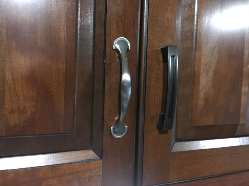New brushed stainless pulls - original was ugly, sharp cornered...