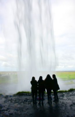 Seljalandsfoss waterfalls,Tourists behind waterfalls, Iceland 134