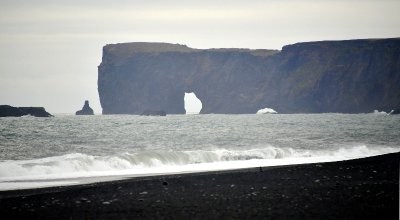 Dyrhólaey - The Arch with the Hole from Reynisfjara Black Sand Beach, Vik, Iceland 1470 