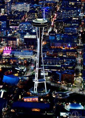 Space Needle and Chihuly Glass Garden and Pacific Science Center in Blue Hour, Seattle, Washington 1047 