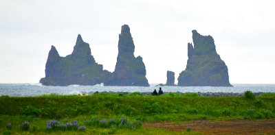 Reynisdrangar and Blasandi,  Basalt Sea Stacks, Vik, Iceland 1402  