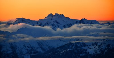 Orange Sky over Mount Olympus, Olympic National Park, Olympics Mountain, Washington 830