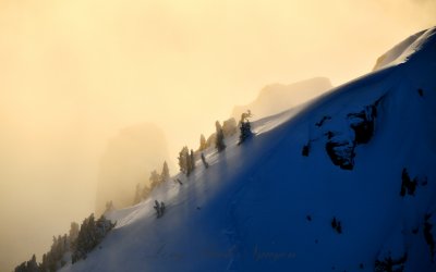 Gunn Peak shrouded in cloud, Cascade Mountains, Washington 325 