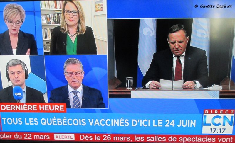 Tous les Qubcois vaccins dici le 24 juin.