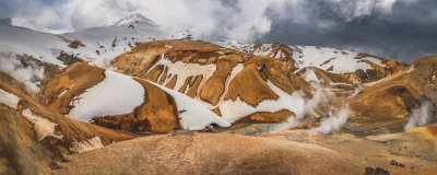 Kerlingarfjll is a group of small geothermically active and rust-colored mountains 