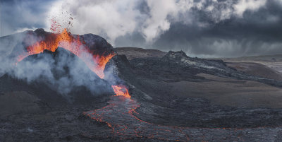 View from the last hill where you watch the volcano from short distance and right now is closed because the lava is all around it.