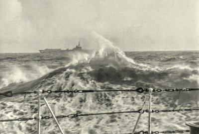 HMCS Magnificent in Stormy Seas 