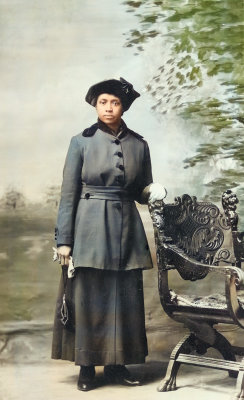 Lady Standing by a Chair colourized  