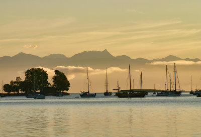 Boats, Clouds and Mountains  