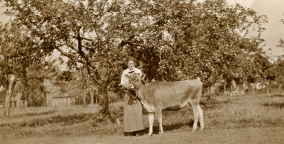 A Lady and her Cow  
