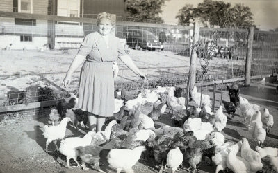 A Lady and her Chickens  
