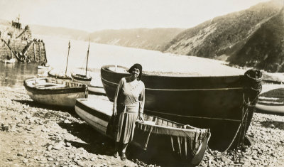 Myra Posing with Boats 
