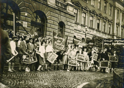 Crowd with Signs  
