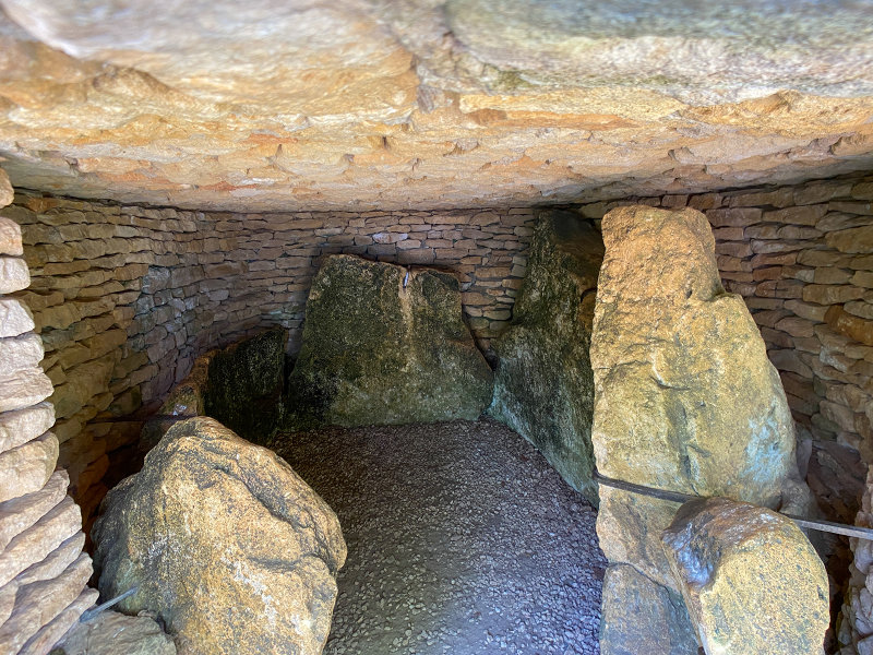 Belas Knap Long Barrow - interior of Chamber C had a 'porthole' entrance formed by two vertical stones