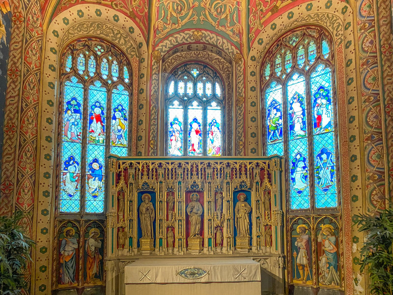 Gloucester Cathedral - Chapel of St Andrew - The walls of this medieval Abbey were covered with colourful paintings like this.