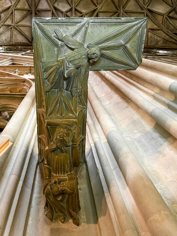Gloucester Cathedral - The Mason's Bracket, this curious memorial was built around 1335