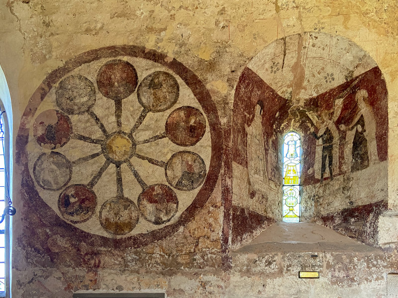St Mary's Church - They painted onto fresh lime plaster (fresco) and added other details when the plaster was dry (secco).