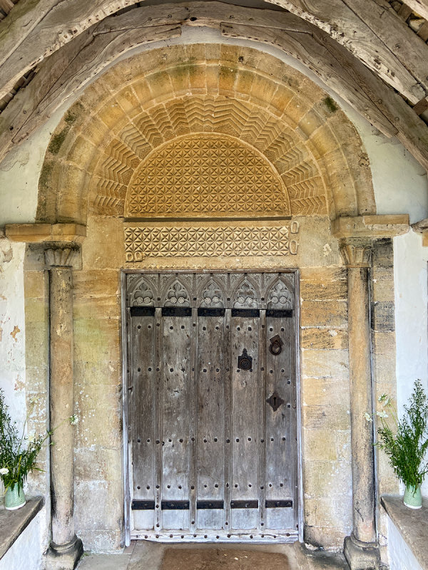All Saints Church - inside the south porch is an old oak studded door with its original closing ring.