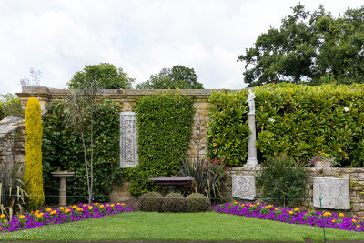 IMG_8371.CR3 The Pompeian Wall with ancient statues positioned in flower beds - Hever Castle -  A Santillo 2019