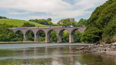 CRW_00070.jpg View of Trematon Castle, Forder Viaduct, Forder Creek & train from Forder Lake - Saltash -  A Santillo 2003